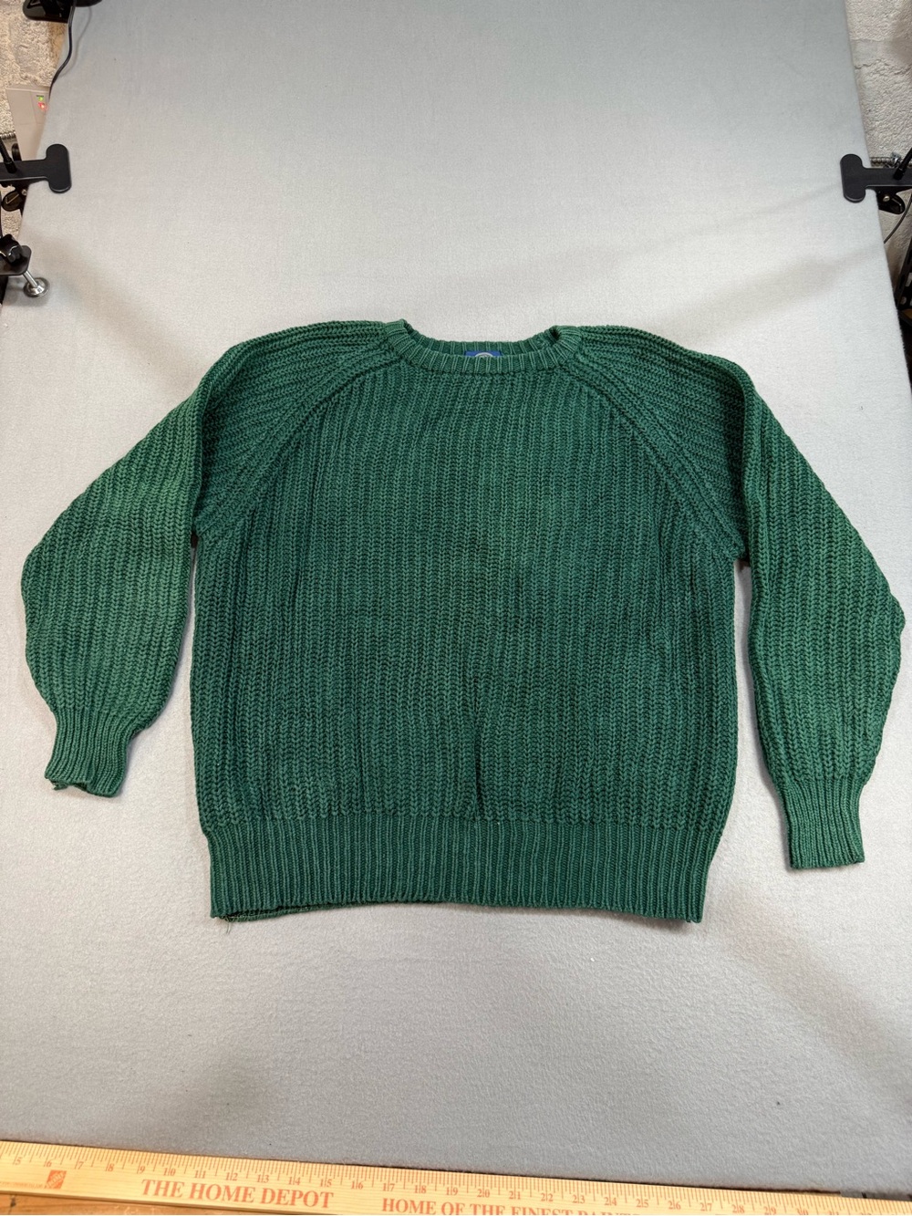 Vintage 90’s GAP Men's Green Chunky Knit Ribbed Crewneck Sweater Fisherman
